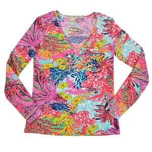Lilly Pulitzer Shirt Womens Small Jodie Top Fishing for Compliments Tropical